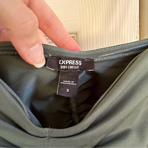 Dark Green Express Body Contour Bodysuit with ruching size small - Picture 4 of 4